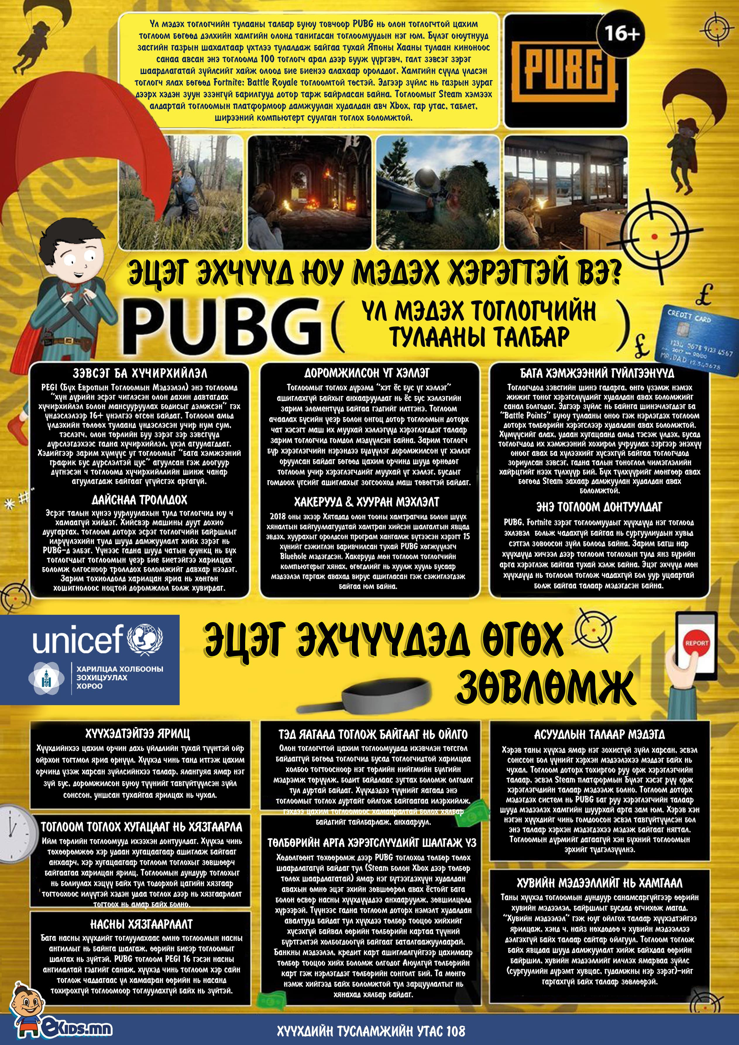 Эцэг эхчүүд pubg (үл мэдэх тоглогчийн тулааны талбар)-ийн тухай юу мэдэх хэрэгтэй вэ?